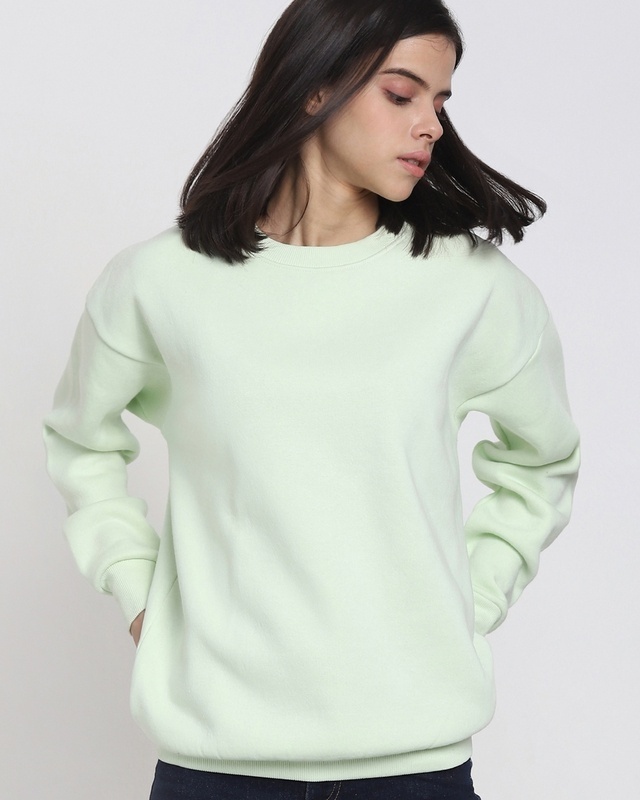 Shop Women's Green Oversized Sweatshirt-Front