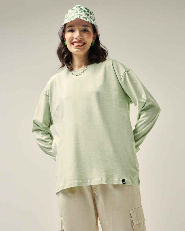 Shop Women's Green Oversized T-shirt-Front