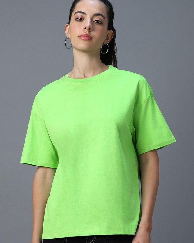 Shop Women's Green Oversized T-shirt-Front