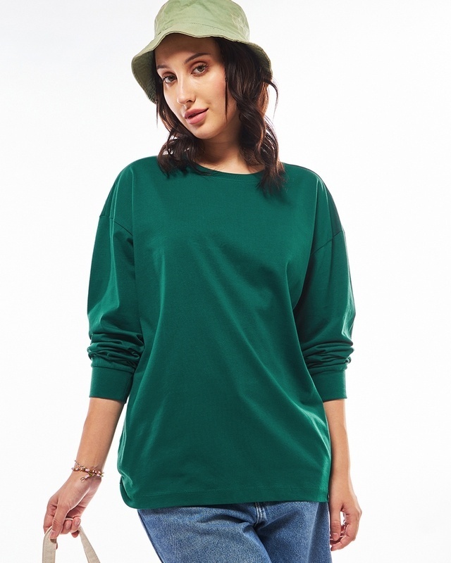 Shop Women's Green Oversized T-shirt-Front