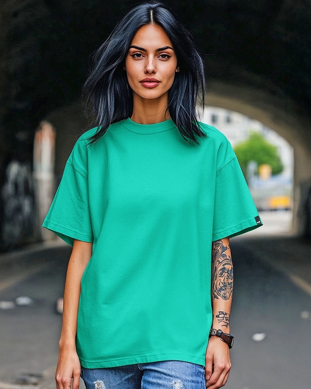 Shop Women's Green Oversized T-shirt-Front