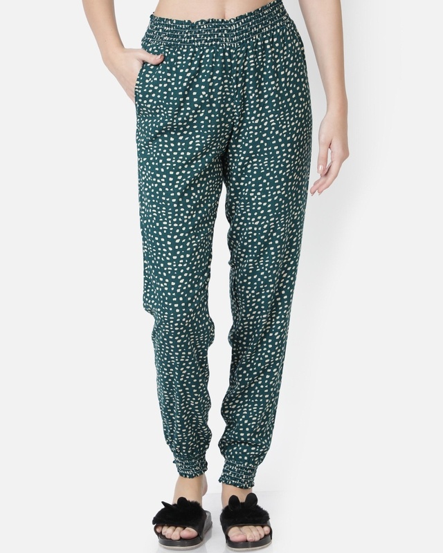 Shop Women's Green All Over Printed Pyjamas-Front