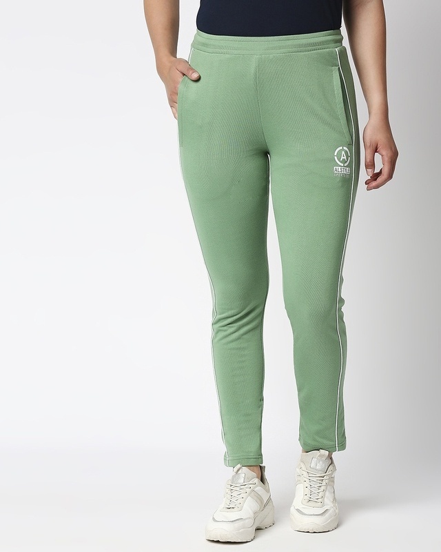 Shop Women's Green Slim Fit Track Pants-Front