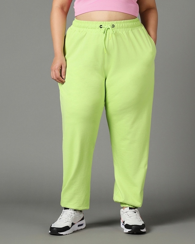 Shop Women's Green Oversized Plus Size Joggers-Front