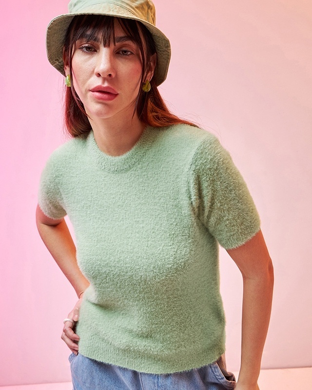 Shop Women's Green Sweater-Front