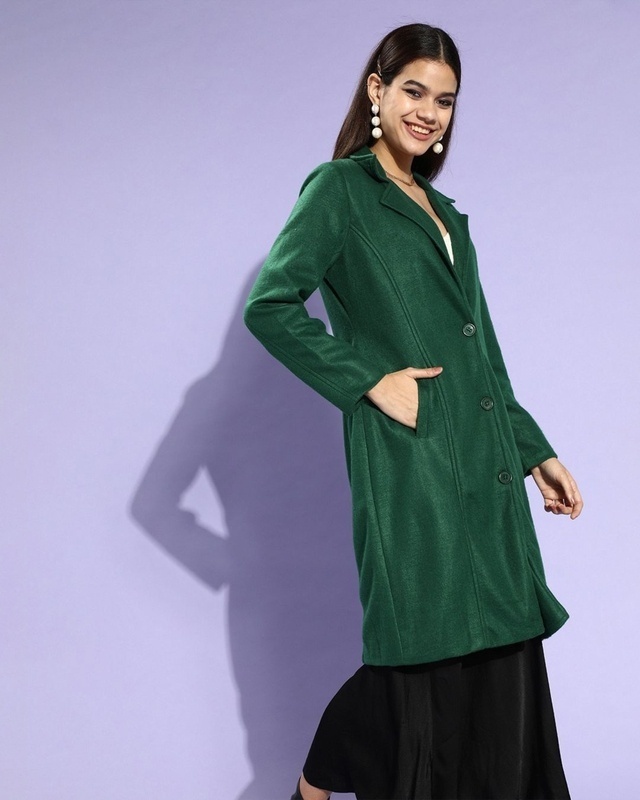 Shop Women's Green Trench Coat-Front