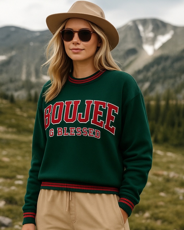 Shop Women's Green Typography Oversized Sweater-Front
