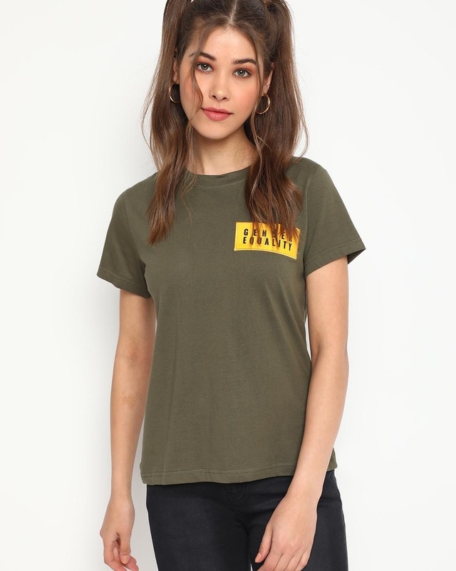 Shop Women's Green Typography T-shirt-Front