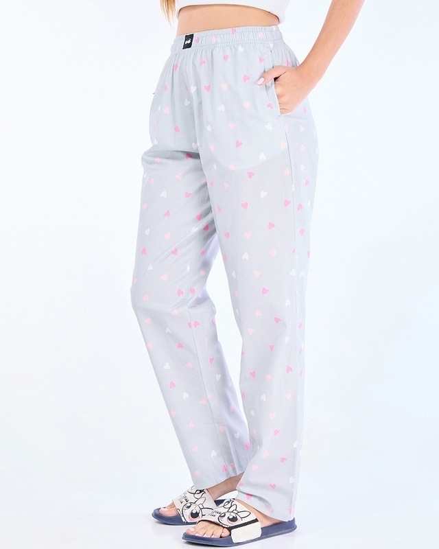 Shop Women's Grey All Over Printed Pyjamas-Front