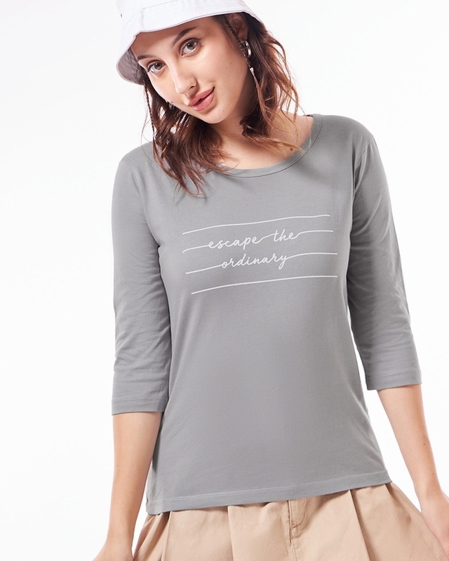 Shop Women's Grey Escape The Ordinary Graphic Printed T-shirt-Front