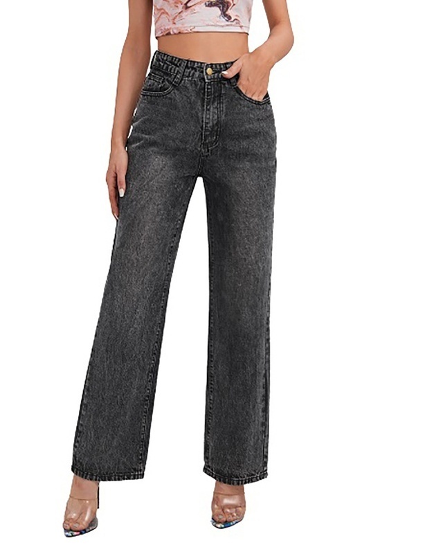 Shop Women's Grey High Rise Loose Fit Jeans-Front