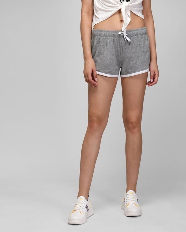 Shop Women's Grey Lounge Shorts-Front