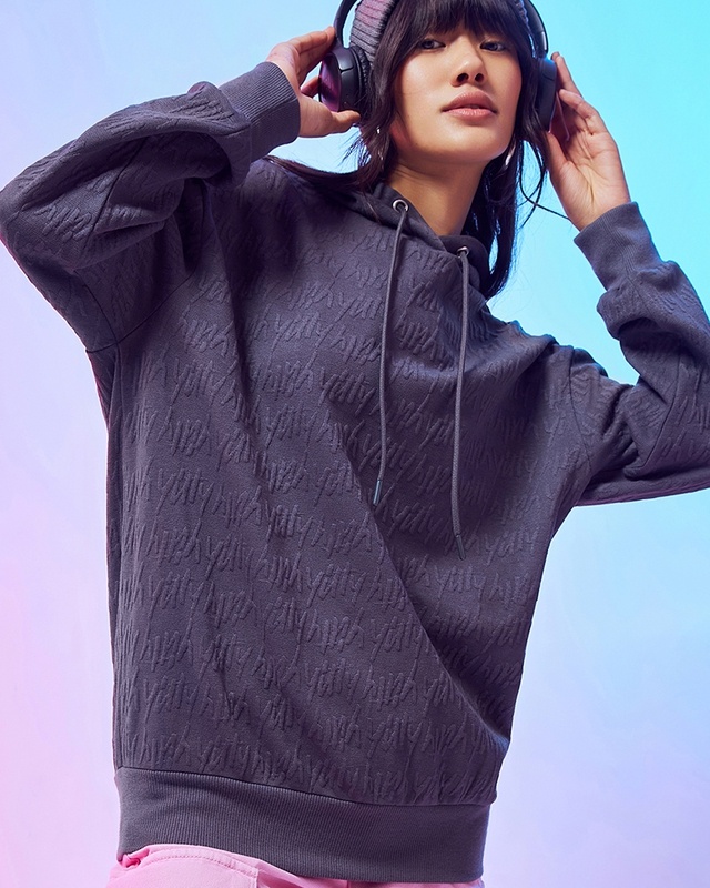 Shop Women's Grey Oversized Hoodies-Front