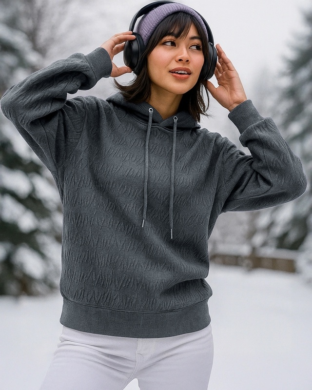 Shop Women's Grey Oversized Hoodies-Front