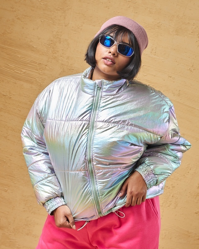 Shop Women's Grey Oversized Plus Size Jacket-Front