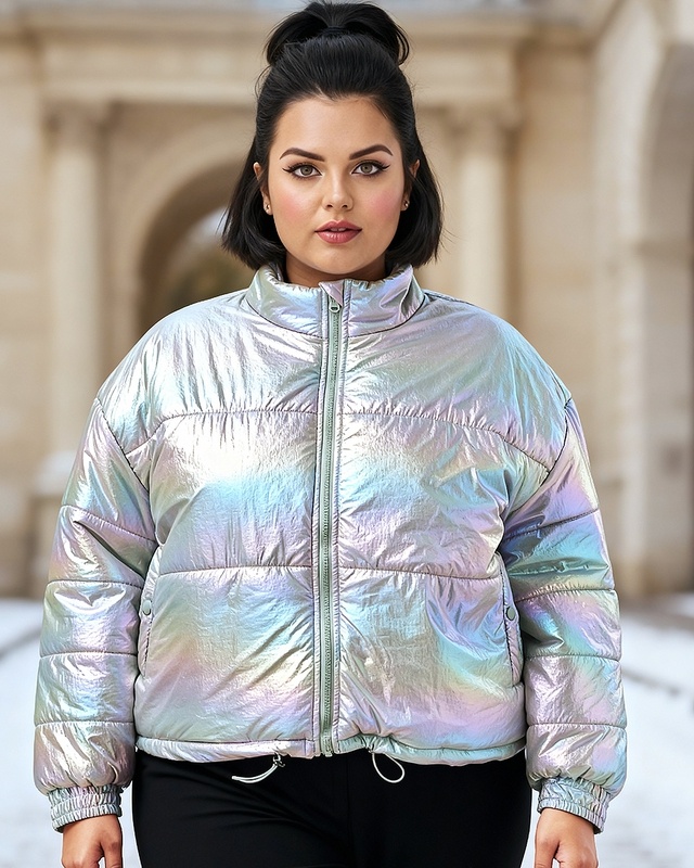 Shop Women's Grey Oversized Plus Size Jacket-Front