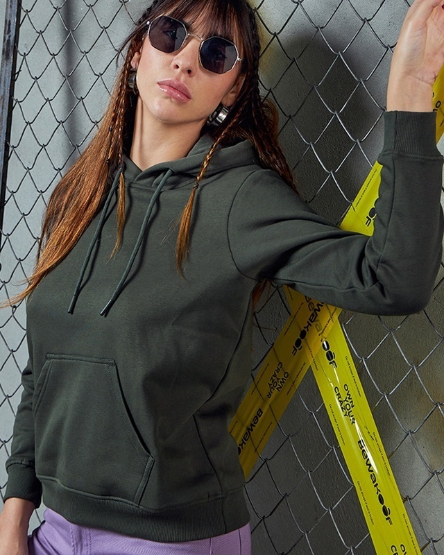 Shop Women's Grey Plus Size Hoodies-Front