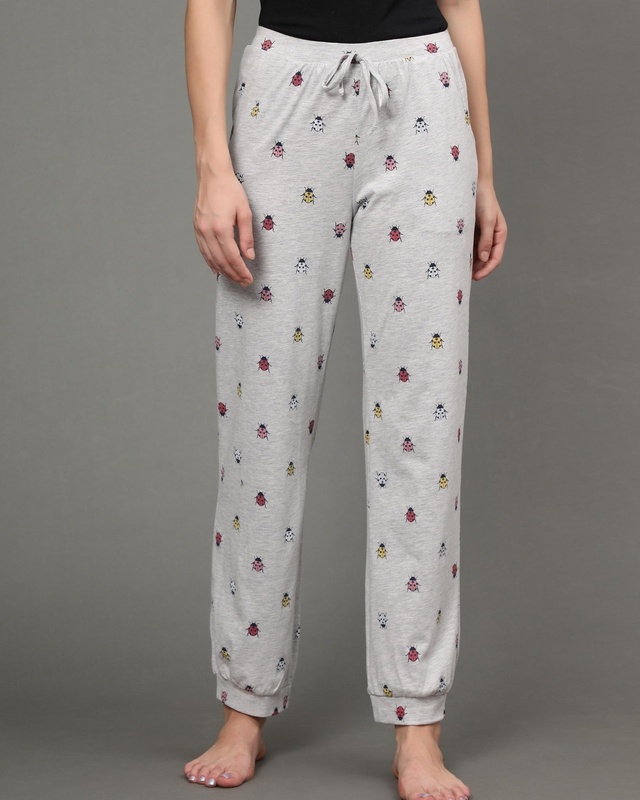 Shop Women's Grey Bug All Over Printed Pyjamas-Front