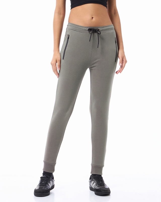 Shop Women's Grey Slim Fit Joggers-Front