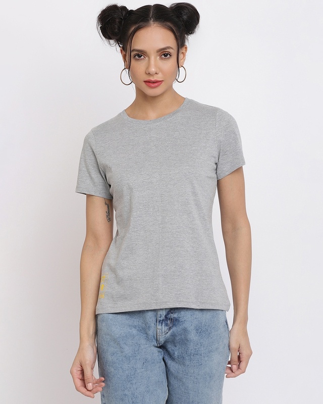 Shop Women's Grey Typography T-shirt-Front