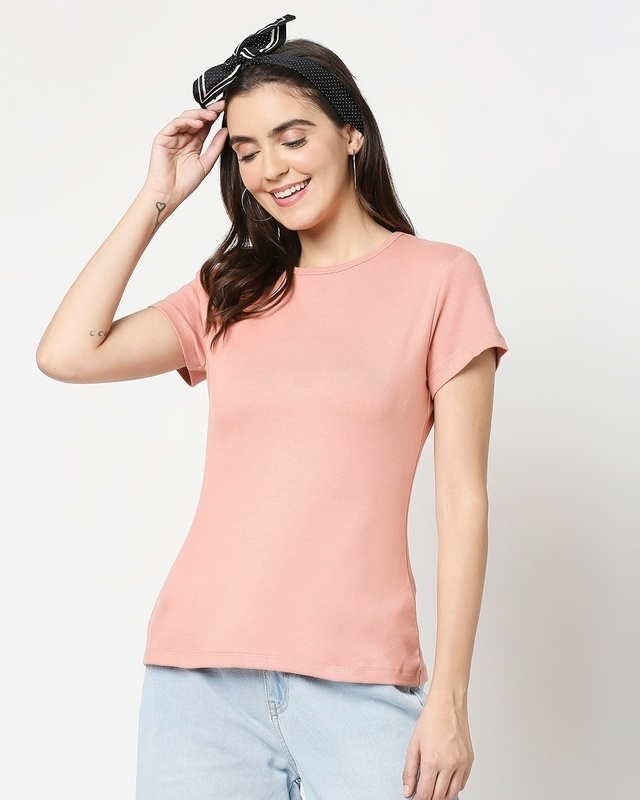 Shop Women's Half Sleeve Rib T-Shirt-Front