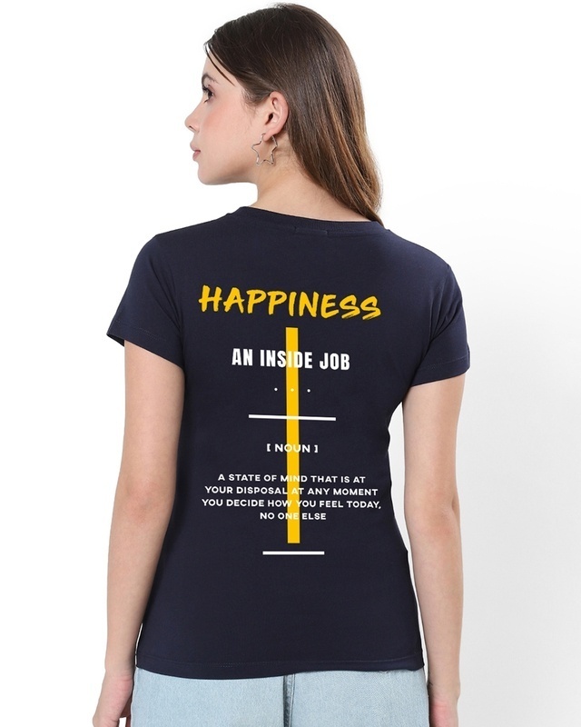 Shop Women's Blue Happy State Graphic Printed T-shirt-Front