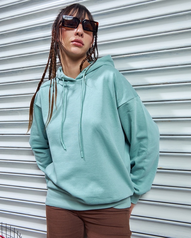Shop Women's Green Oversized Hoodie-Front