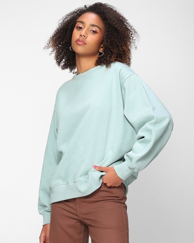 Shop Women's Harbor Grey Super Loose Fit Sweatshirt-Front