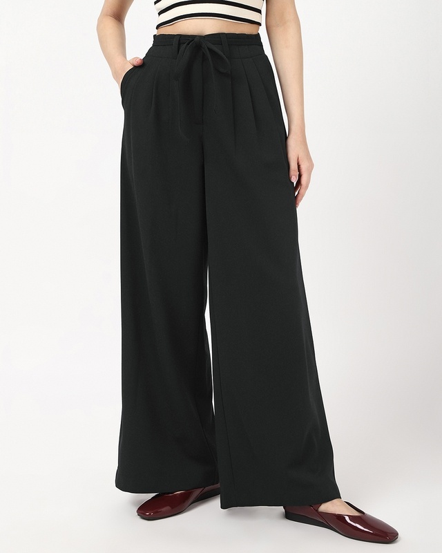 Shop Women's Jet Black Casual Pants-Front