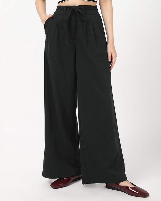 Shop Women's Jet Black Korean Pants-Front