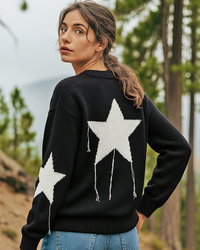 Shop Women's Jet Black Oversized Sweater-Front