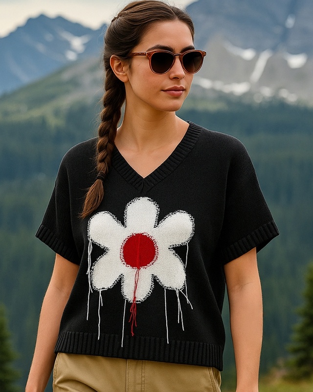 Shop Women's Jet Black Oversized Sweater-Front