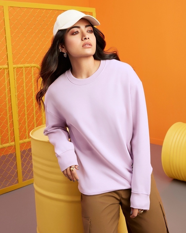 Shop Women's Lavender Oversized Sweatshirt-Front