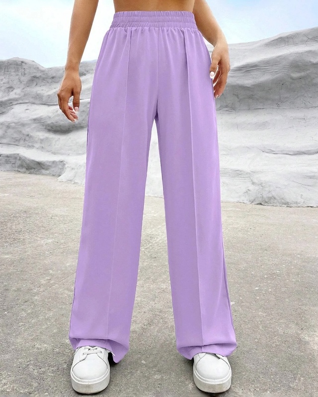Shop Women's Lavender Oversized Wide Leg Korean Pants-Front