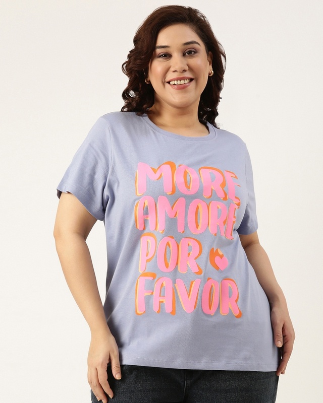 Women's Lavender Typography Plus Size T-shirt