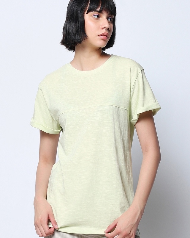 Shop Women's Light Green Boyfriend T-shirt-Front