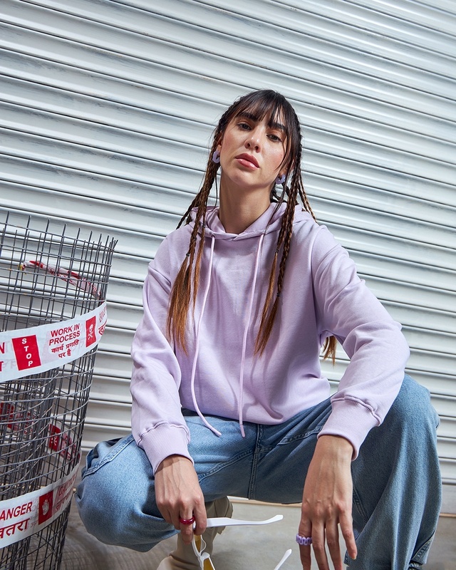 Shop Women's Lilac Oversized Hoodies-Front