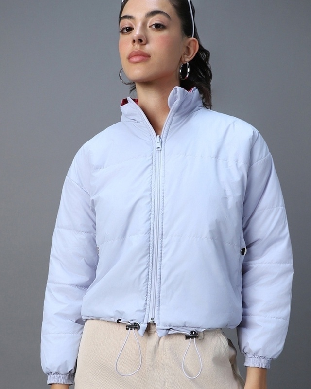 Shop Women's Lilac & Pink Reversible Oversized Jacket-Front