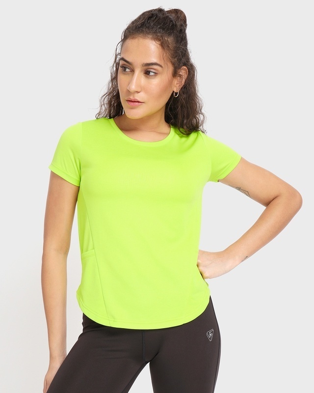 Shop Women's Lime Popsicle Training T-shirt-Front