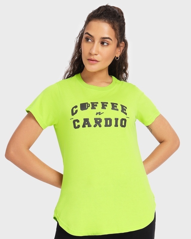 Shop Women's Lime Popsicle Typography Athleisure T-shirt-Front
