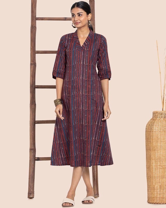 Shop Women's Long Printed Kurti Dress-Front