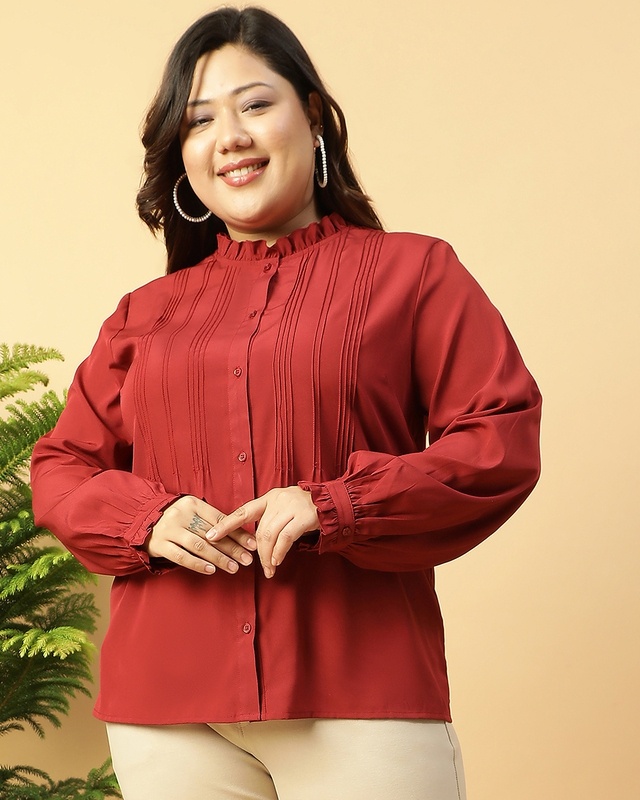 Women's Maroon Plus Size Shirt