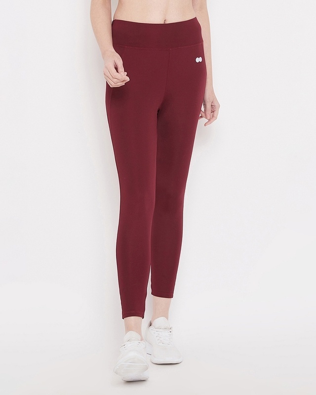 Shop Women's Maroon Slim Fit Tights-Front