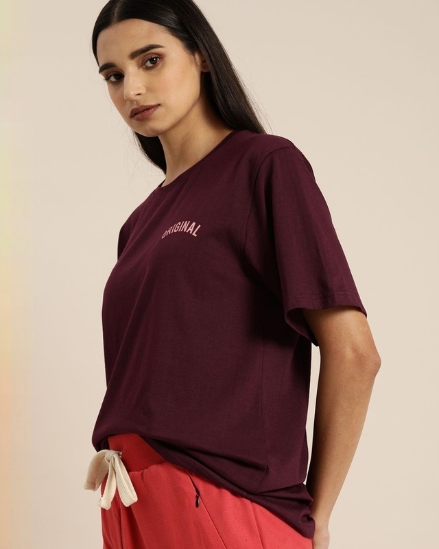 Shop Women's Maroon Solid T-shirt-Front