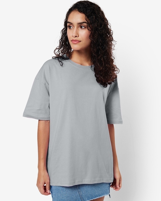 Shop Women's Meteor Grey Oversized T-shirt-Front