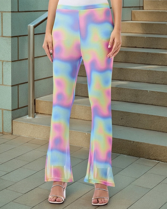 Shop Women's Multicolor All Over Printed Flared Pants-Front