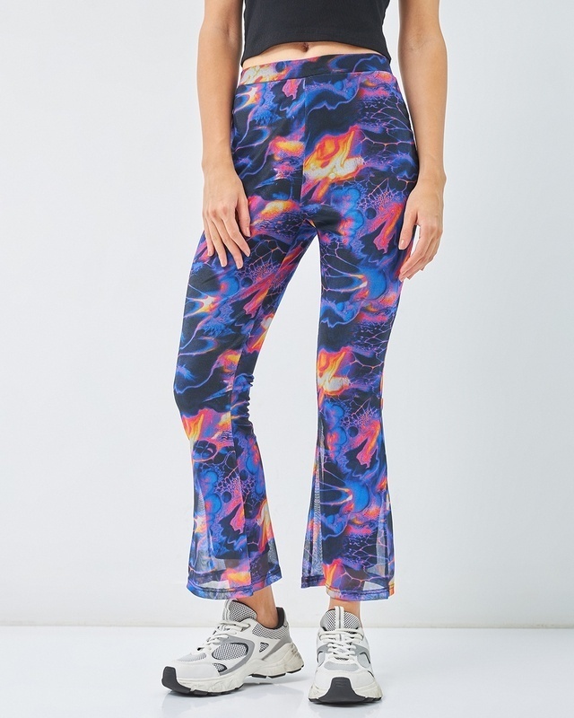 women s multicolor all over printed slim fit flared pants 615996 1702287161 1
