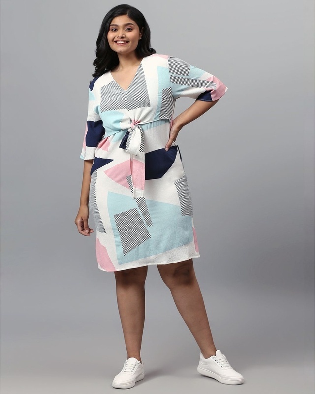Shop Women's Multicolor Self Design Stylish Casual Dress-Front