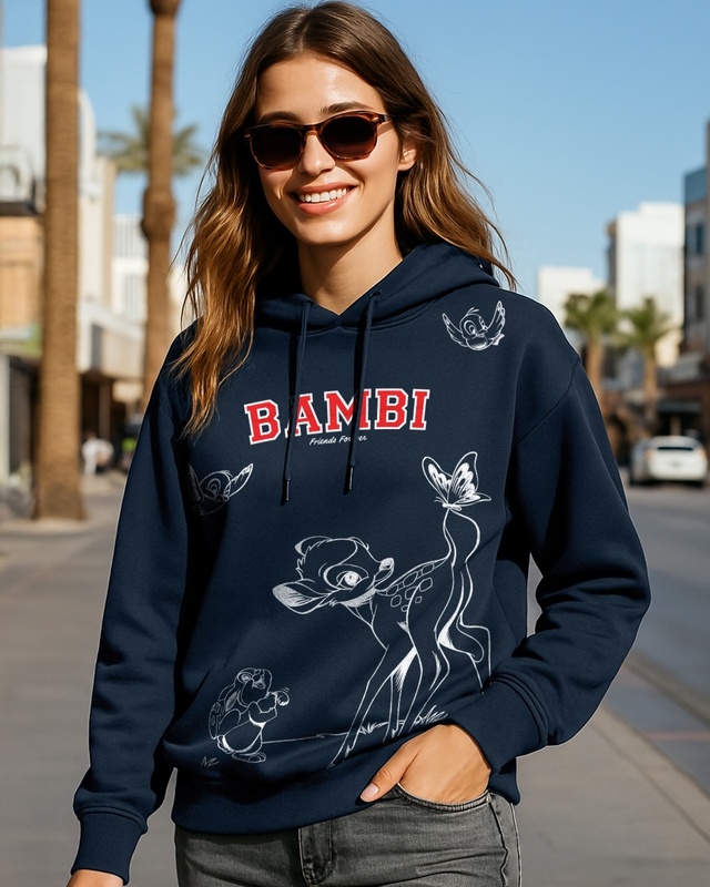 Shop Women's Navy Blue Graphic Printed Oversized Plus Size Hoodies-Front