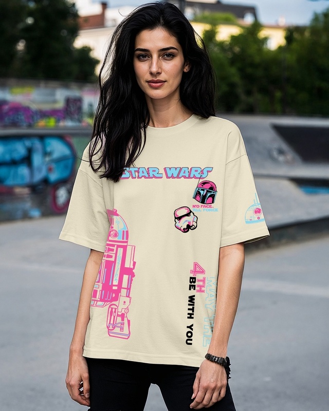 Shop Women's Off White All Force Graphic Printed Oversized T-shirt-Front